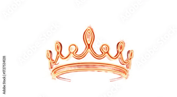 Obraz Neon Crown Illustration on Black Background png clear alpha channel cutout isolated on transparent background