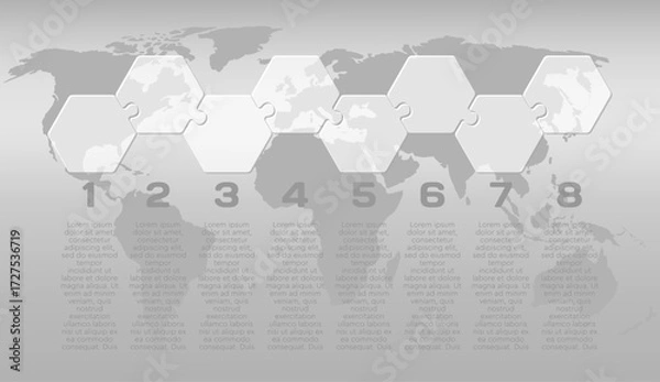Fototapeta Eight steps line infographic, puzzle diagram