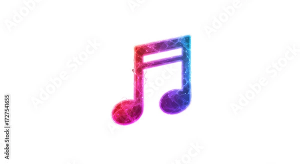 Obraz Vibrant Digital Music Note Icon on Black Background png clear alpha channel cutout isolated on transparent background
