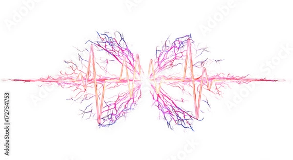 Fototapeta Vibrant Heartbeat Pulse Wave Graphic png clear alpha channel cutout isolated on transparent background