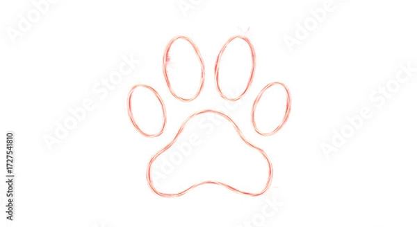 Obraz Watercolor Dog Paw Print Illustration on Black Background png clear alpha channel cutout isolated on transparent background