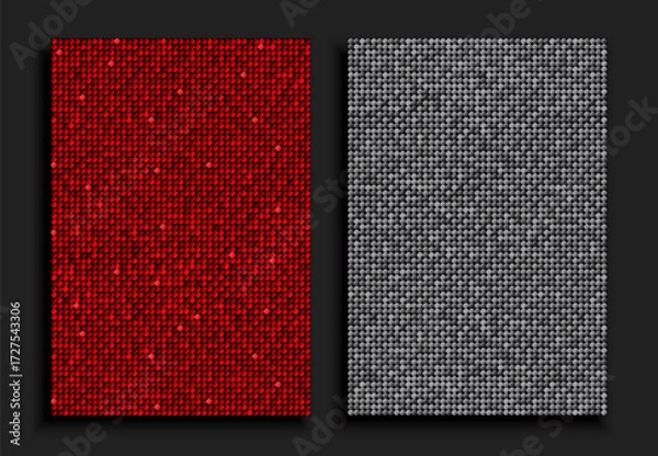 Fototapeta Poster red and silver sequins, glitters, sparkle