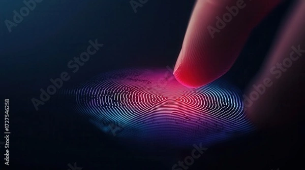 Fototapeta Finger Being Scanned by Digital Fingerprint Scanner