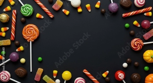 Obraz Elegant Minimalist Halloween Flat Lay with Pumpkins and Candy Corn