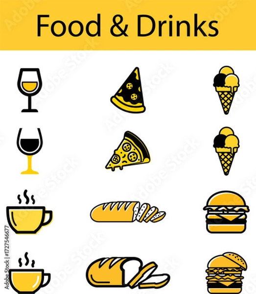 Obraz Delicious Food Icons for Café Menu Design
