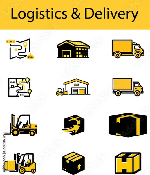Obraz  Logistics and Delivery Icons for Shipping Services