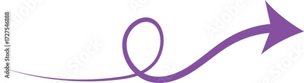 Fototapeta Purple Curved Arrow with Loop Isolated on White Background