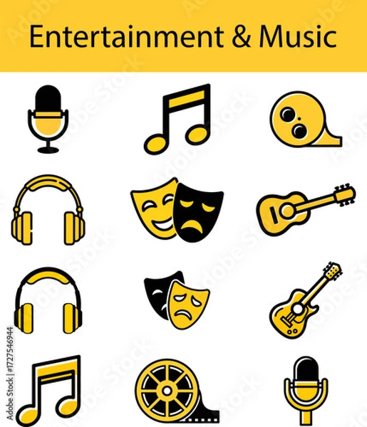 Obraz Creative Icons Representing Music, Film, and Theater