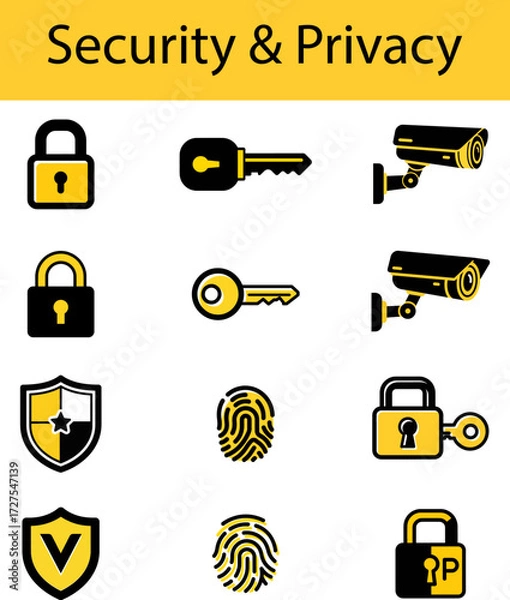 Obraz Security and Protection Icons for Safe Access