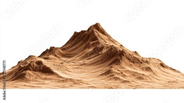 Obraz Isolated mountain range landscape on white background, desert terrain, arid environment, side view, digital art