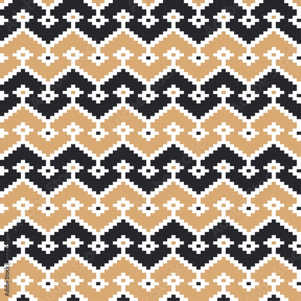 Fototapeta embroidery pixel ethnic aztec seamless pattern vector design