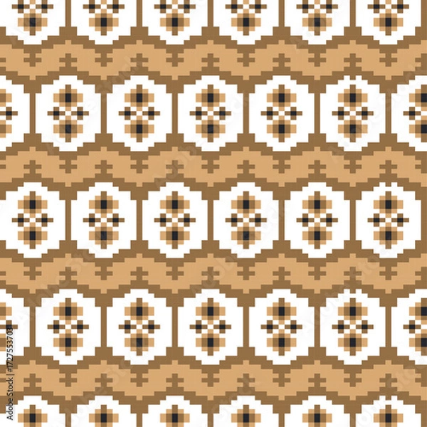 Fototapeta embroidery pixel ethnic aztec seamless pattern vector design
