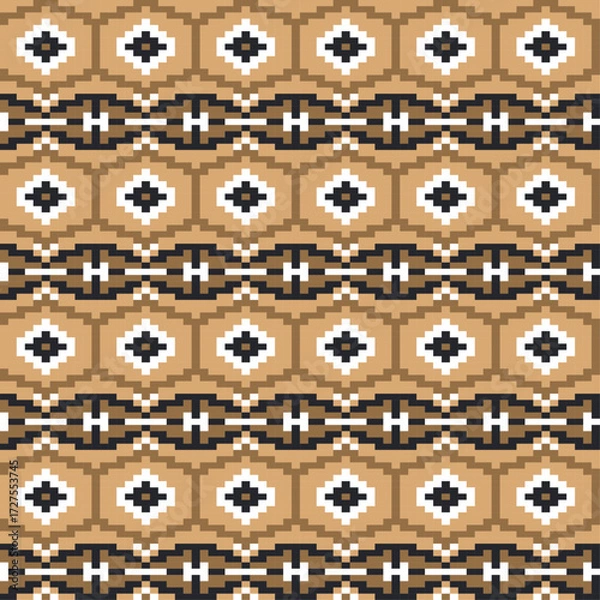 Fototapeta embroidery pixel ethnic aztec seamless pattern vector design