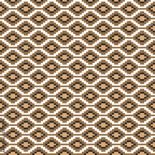 Fototapeta embroidery pixel ethnic aztec seamless pattern vector design