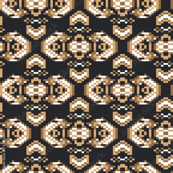 Fototapeta embroidery pixel ethnic aztec seamless pattern vector design