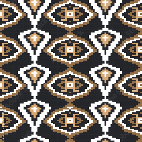 Fototapeta embroidery pixel ethnic aztec seamless pattern vector design