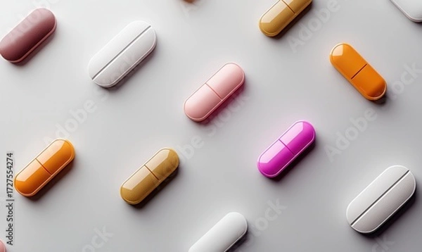 Fototapeta Assorted Supplements on a Light Background