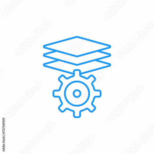 Fototapeta layered gear system icon sign vector