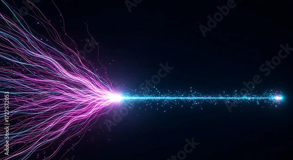 Fototapeta High-Speed Data Flow and Energy Stream in Neon Pink and Blue | Abstract Futuristic Concept of Internet, Big Data Transfer, and Technology