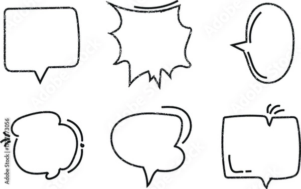 Fototapeta Set of hand drawn speech bubbles with grunge texture effect
