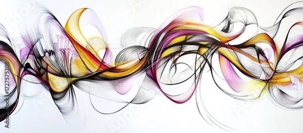 Fototapeta Abstract Flowing Lines in Vibrant Colors, Dynamic Composition