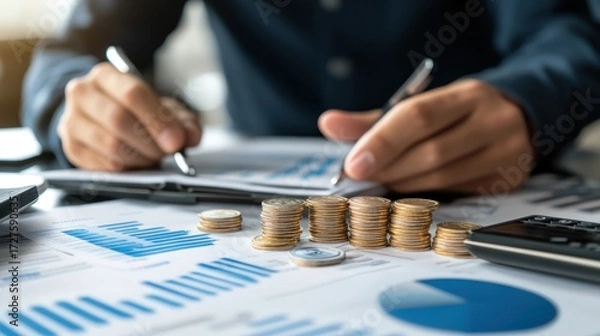 Fototapeta Financial Planning: Analyzing Data and Investments for Success