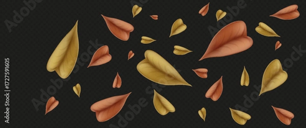 Fototapeta Autumn falling leaves. Flying orange and red leaves from tree. Autumn concept. Vector illustration