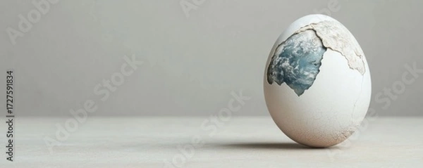 Fototapeta World Egg A Fragile Earth Emerging, Environment ,New-life