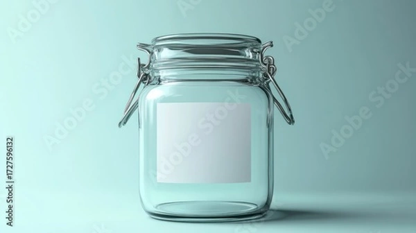 Obraz Empty Glass Jar with Blank Label:  A Versatile Storage Solution, Perfect for Preserves, Crafts, or Organization.  Simple, Clean Design, Ready for Your Creative Label.