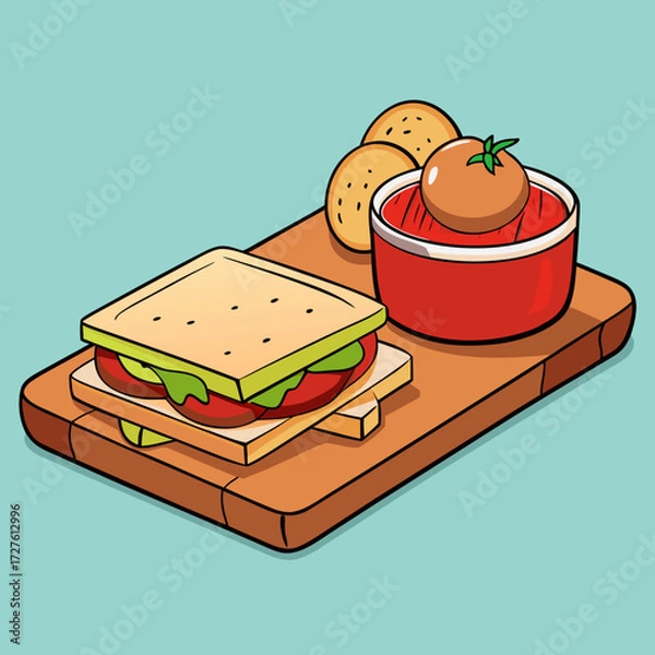 Obraz illustration of a cake on a plate