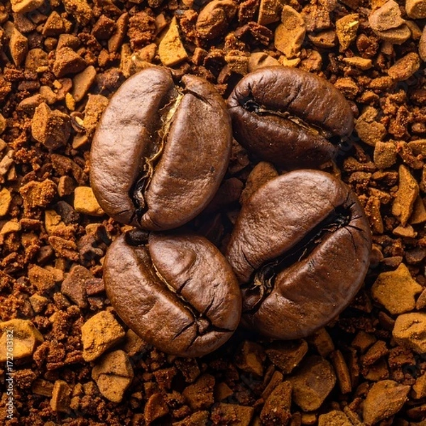 Obraz Close-up coffee beans on grounds