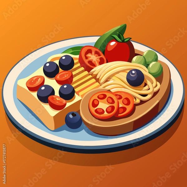 Obraz pizza with tomatoes and olives