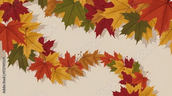 Fototapeta Scattered autumn maple leaves on a light background