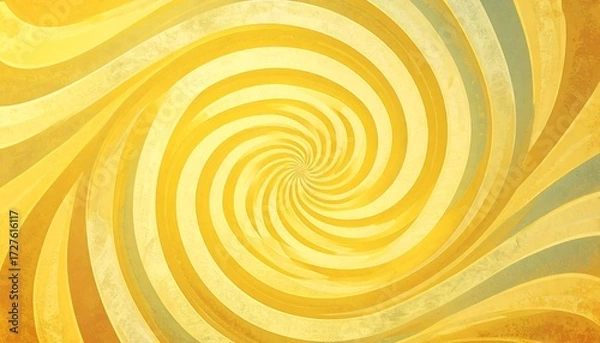 Obraz Bright yellow swirl design with wavy bands that emanate out in a spiral pattern