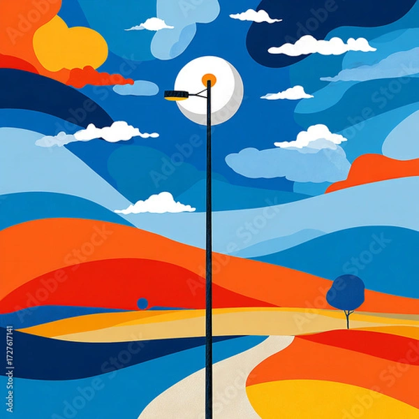 Fototapeta Streetlight - A tall post with a light