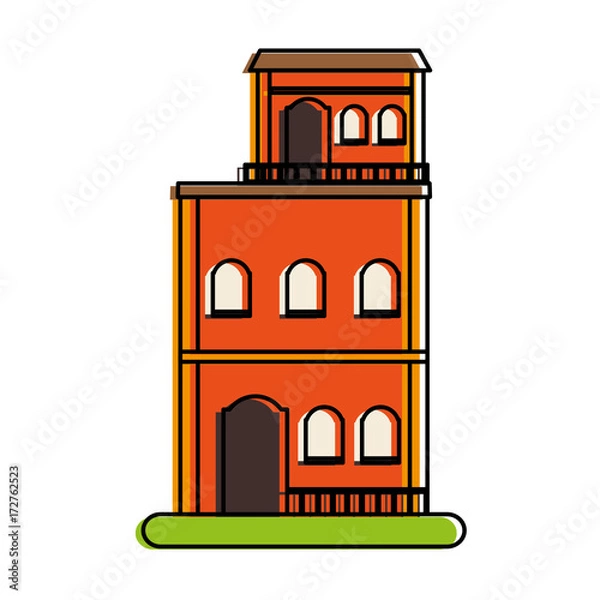 Obraz vintage building town or village icon image vector illustration design 
