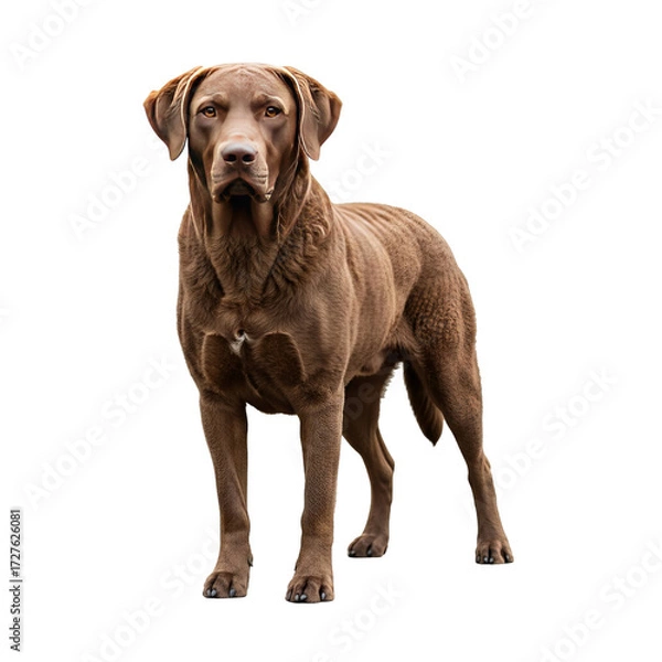 Fototapeta A proud brown chesapeake bay retriever dog standing tall and looking directly at the viewer with a serious expression a loyal companion and beautiful animal