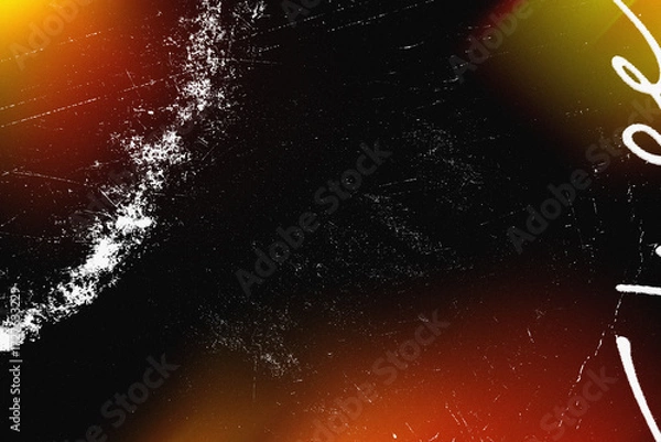 Obraz Vintage blurred background with film grain, scratches, and glowing light leaks. Retro textured wallpaper, perfect overlay with dust, noise, and gradient effects for design projects. Trendy overlay