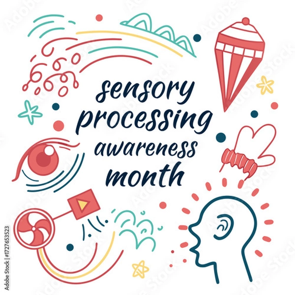 Obraz SENSORY PROCESSING AWARENESS MONTH vector illustration