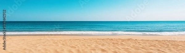 Obraz Tranquil Beach Scene Golden Sand, Turquoise Sea and Gentle Waves ,beach, ocean