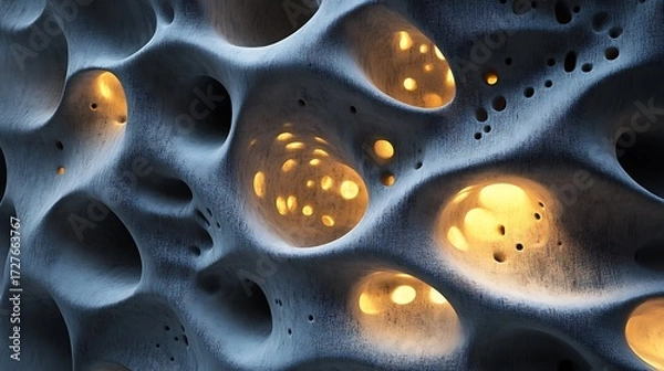 Fototapeta Futuristic glowing metallic textures with bright golden reflections high resolution picture