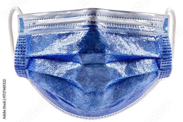 Fototapeta Blue surgical face mask for protection against viruses and bacteria in healthcare and public settings on transparent background