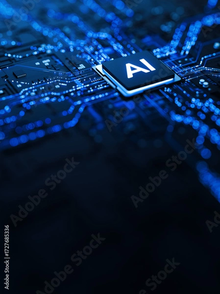 Fototapeta Artificial Intelligence AI Processor on Circuit Board