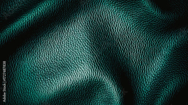 Fototapeta Surface en cuir grainé vert avec plis