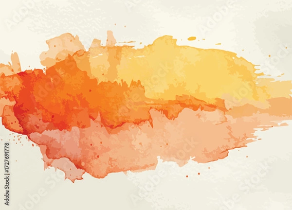 Fototapeta Expressive watercolor texture in vivid red yellow hues