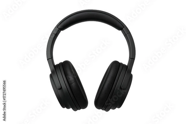 Obraz Black over ear headphones isolated on transparent background