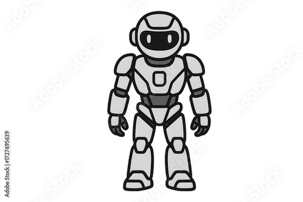 Obraz Cartoon robot standing full body isolated on transparent background