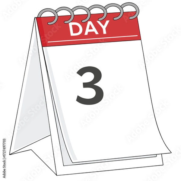 Fototapeta Calendar page day three bold number vector