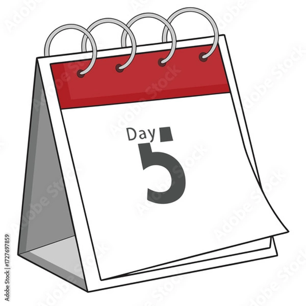 Fototapeta Desk calendar showing day five date