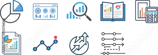 Fototapeta Business and finance data analytics infographics, diagrams, reports and document data visualization